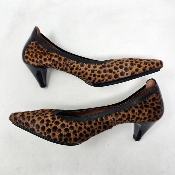 HISPANITAS Calf Hair Cheetah Print Kitten Heels Size 36 - Picture 6 of 11